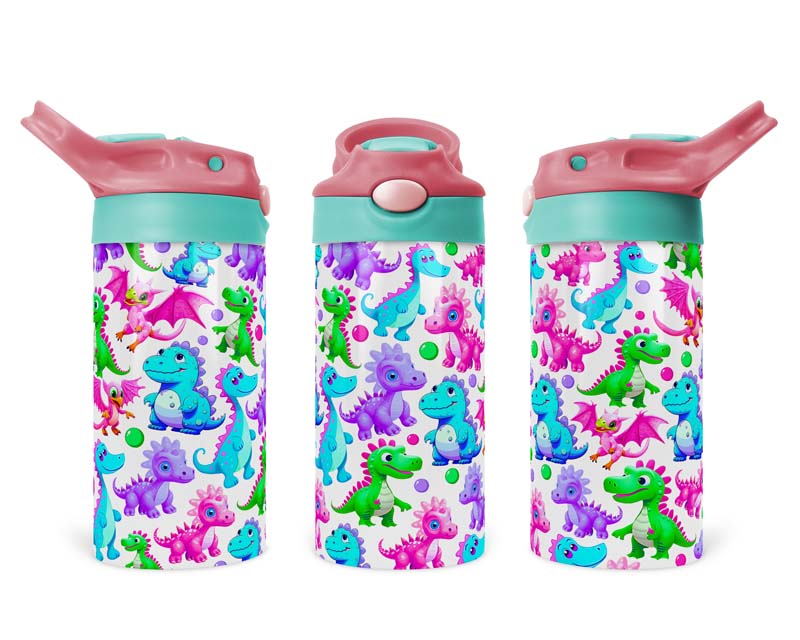 12oz Colourful Dinosaur Flip Top Tumbler