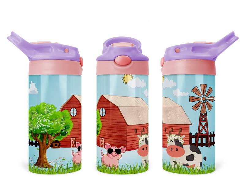 12oz Farm Animal Flip Top Tumbler
