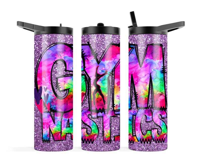 20z Gymnastics Glitter Slurpy Tumbler
