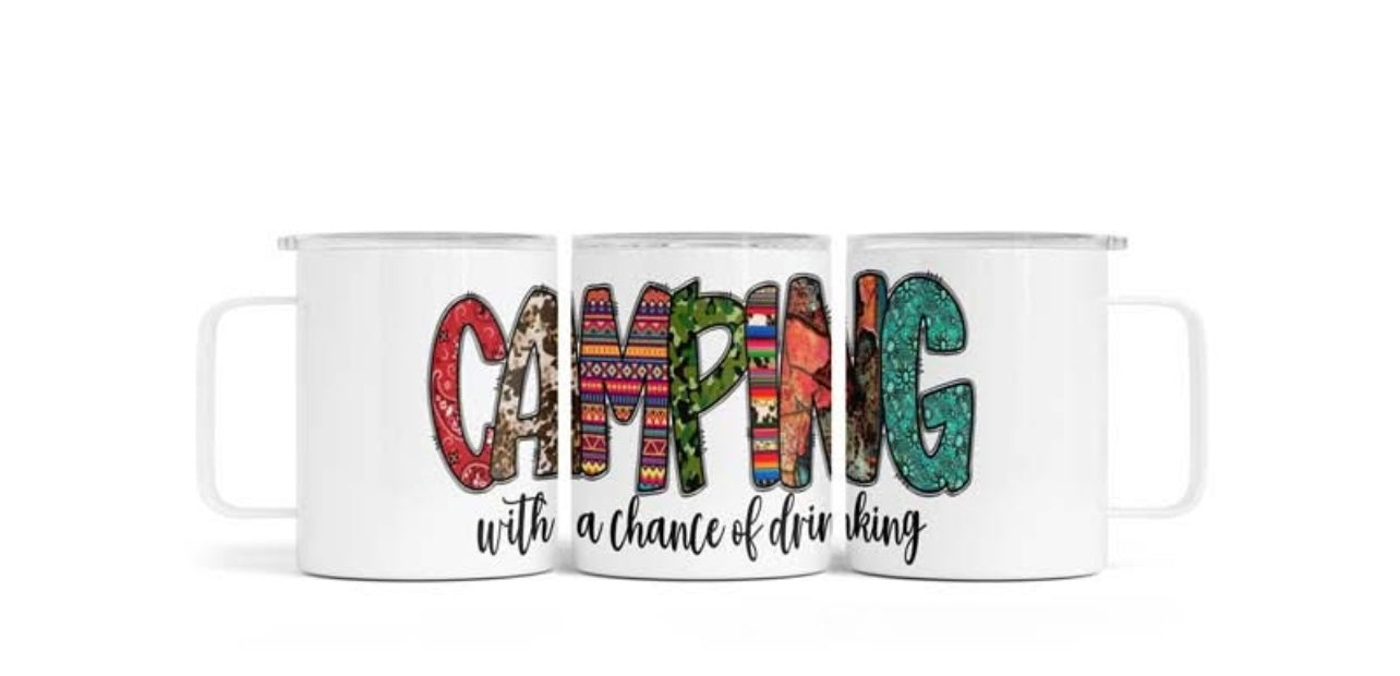 12oz Camping With A Chance Of Drinking Aluminium Mug
