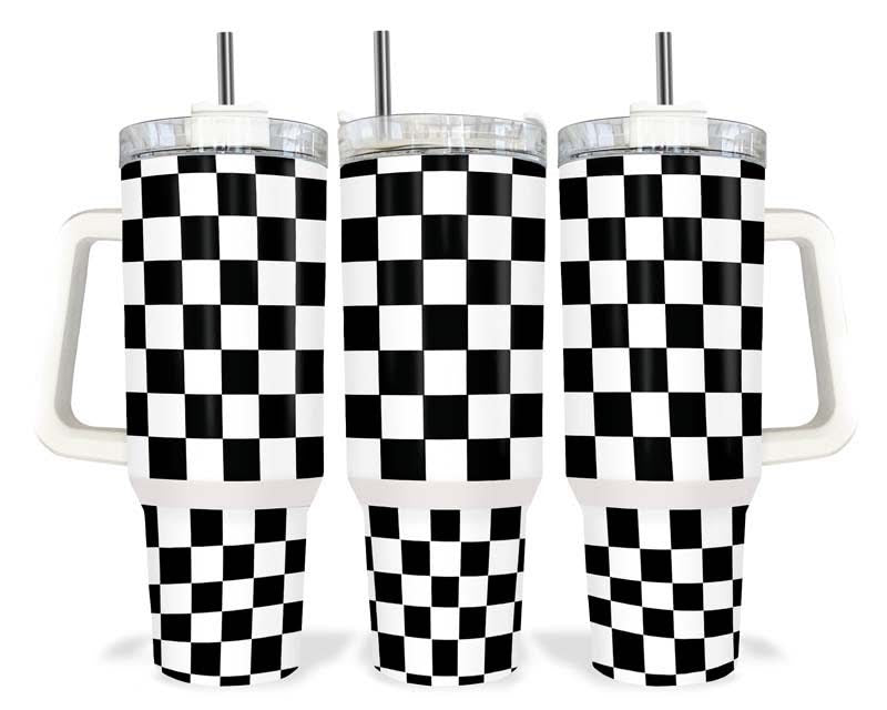 40oz Black Chequered Quencher Tumbler