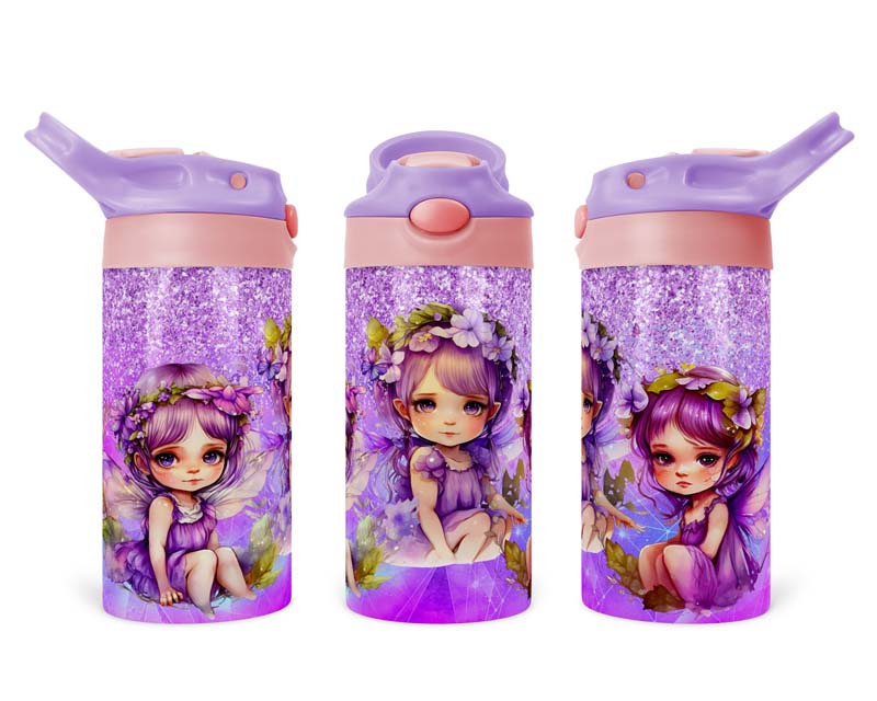 12oz Fairy Glitter Flip Top Tumbler Includes