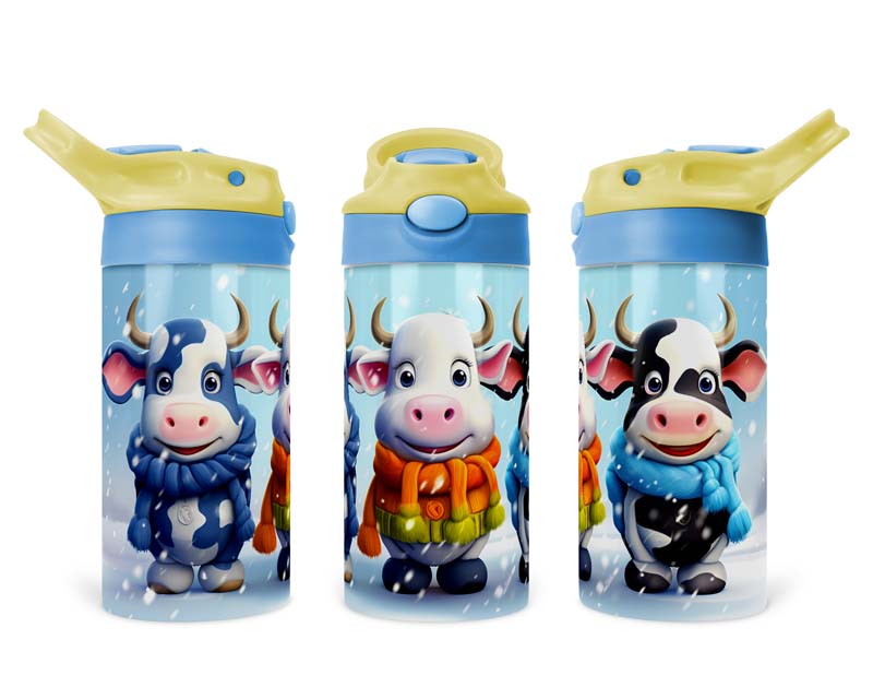 120z Winter Cows Tractor Flip Top Tumbler