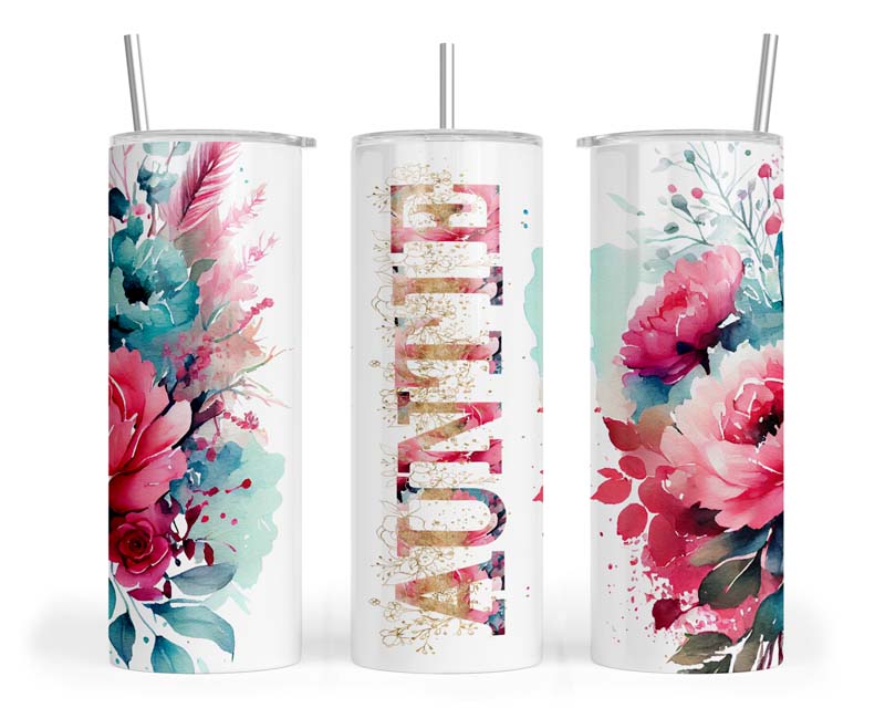 20z Floral Pastel Auntie Skinny Tumbler