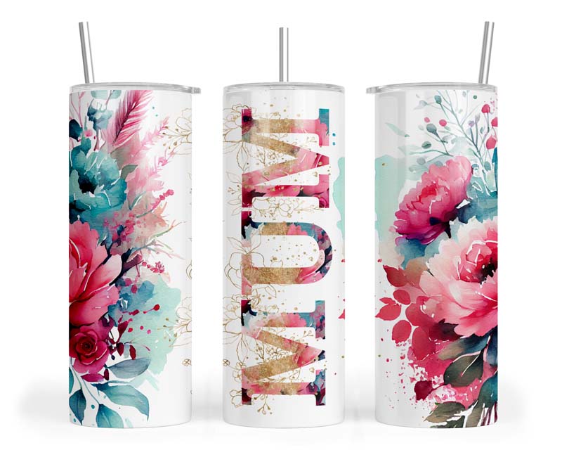 20z Floral Pastel Mum Skinny Tumbler