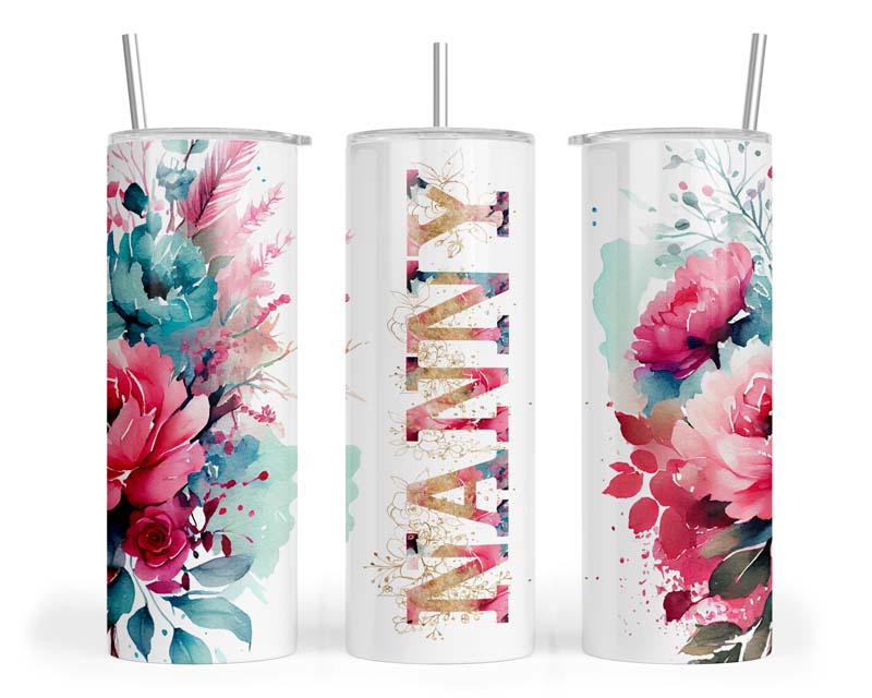 20z Floral Pastel Nanny Skinny Tumbler