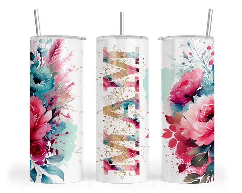 20z Floral Pastel Mam Skinny Tumbler