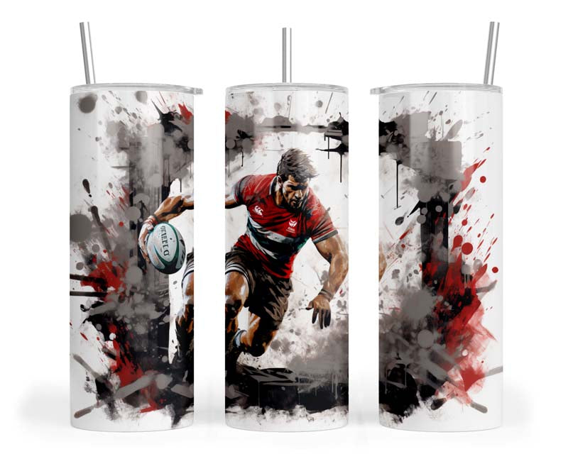 20z Rugby Red & Black Splash Skinny Tumbler