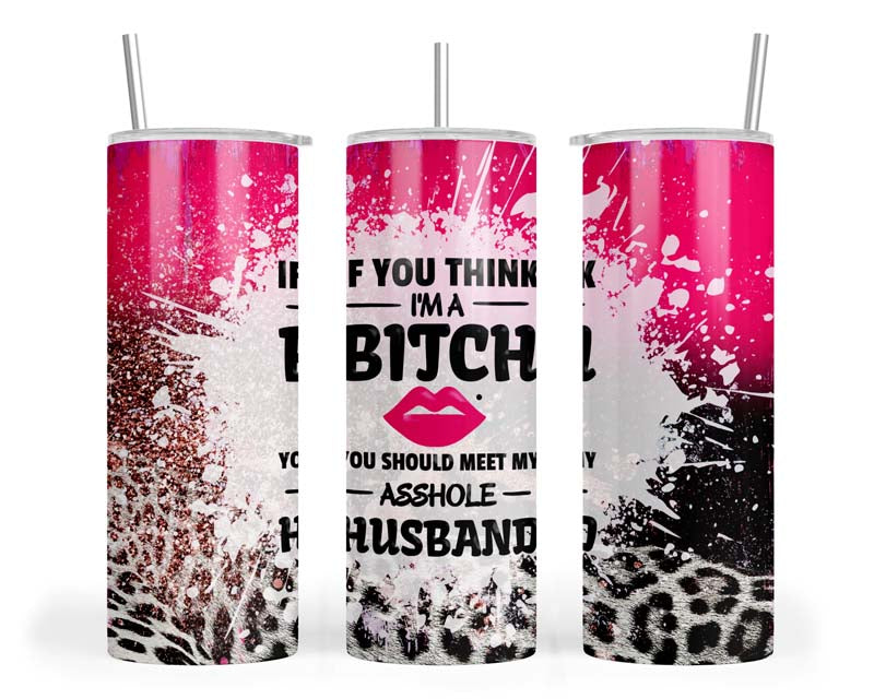 20z B***h Leopard Skinny Tumbler