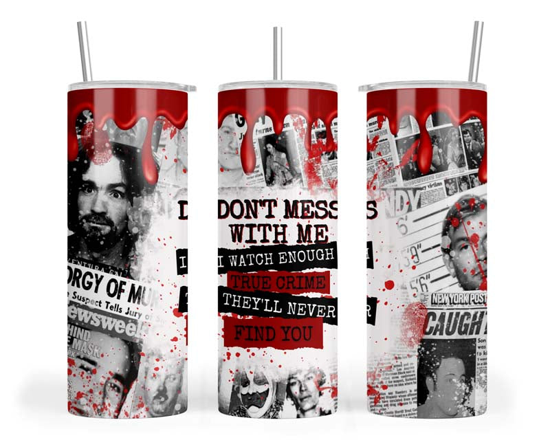 20z True Crime Newspaper Skinny Tumbler