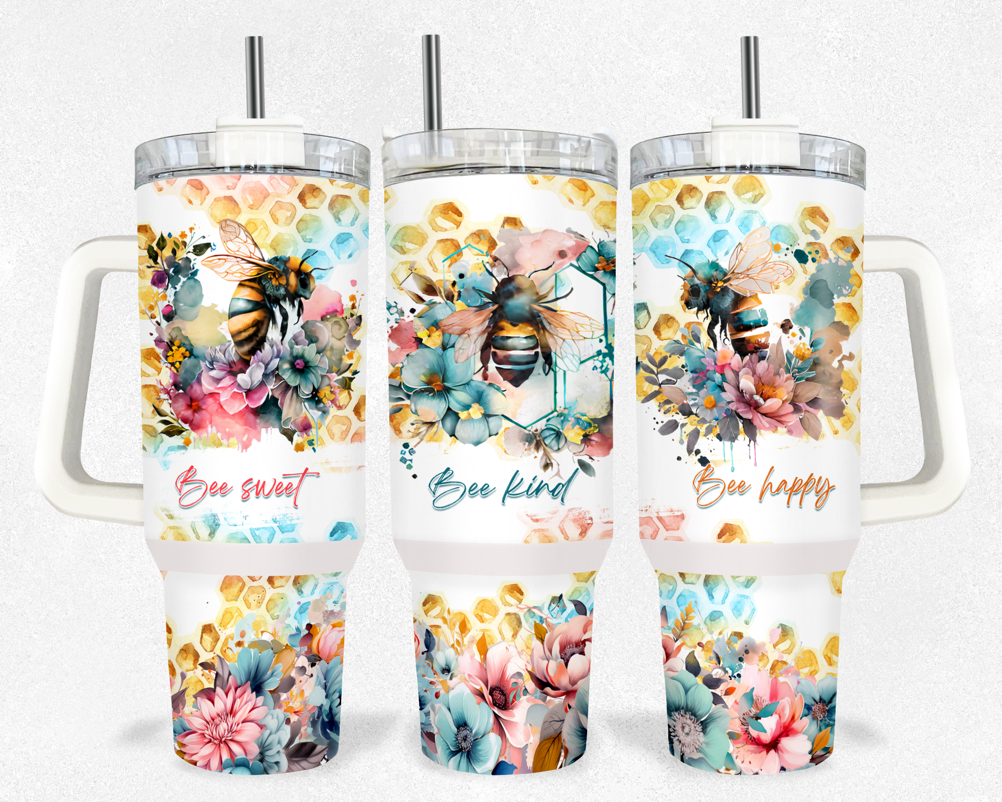 40z Bee Sweet, Bee Kind, Bee Happy Quencher Tumbler