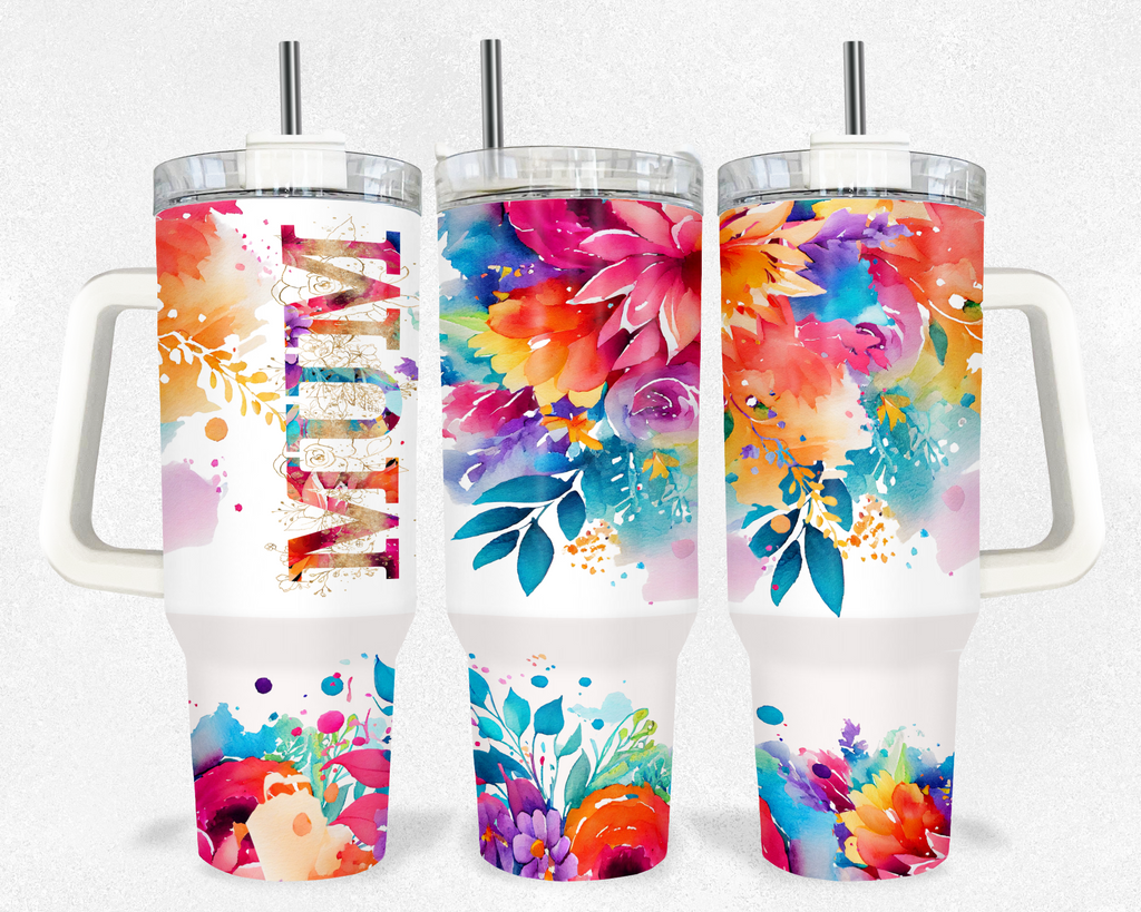 40z Floral Mum Quencher Tumbler
