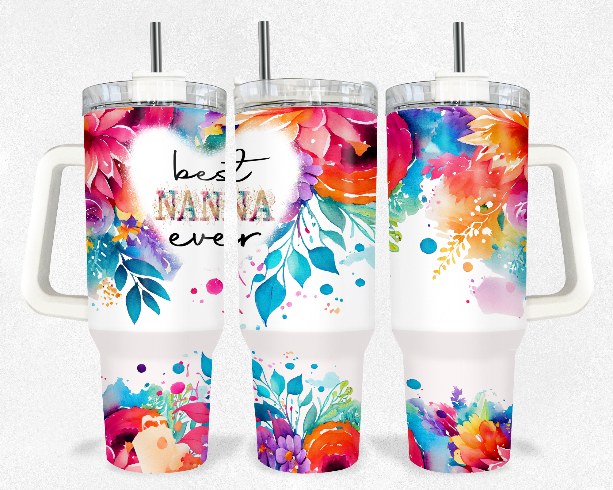 40z Floral Best Nan Ever Quencher Tumbler