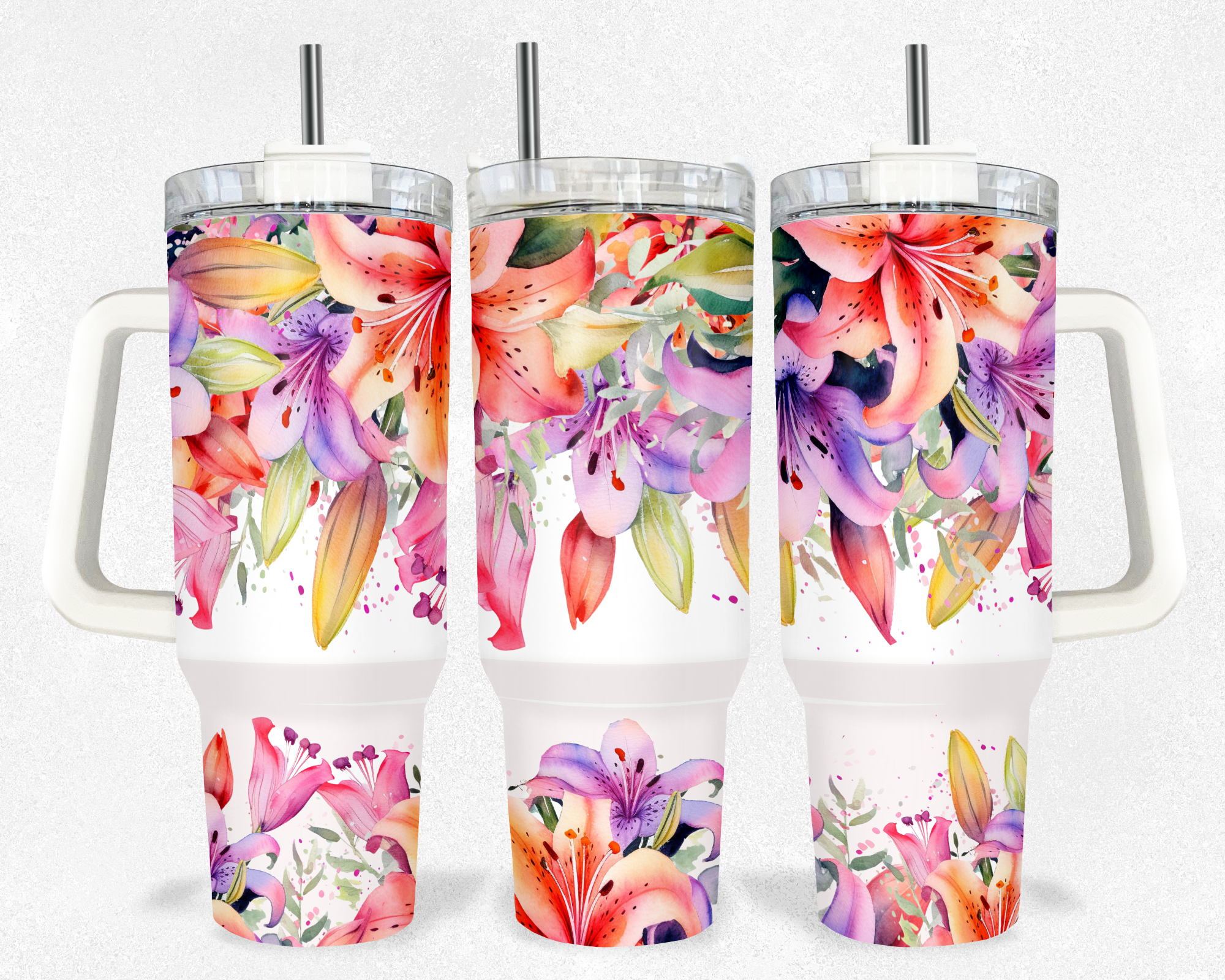 40z Flower Lilly Quencher Tumbler