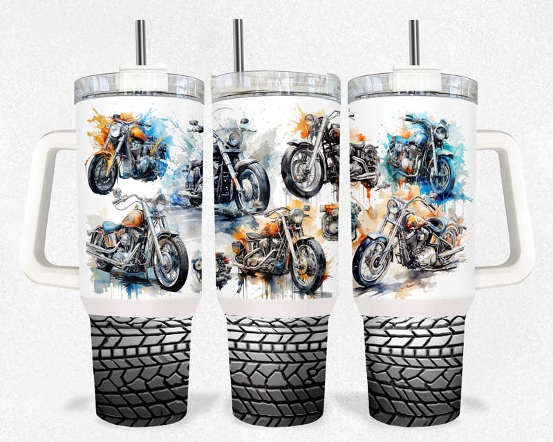 40z Old School Motorcycle Quencher Tumbler