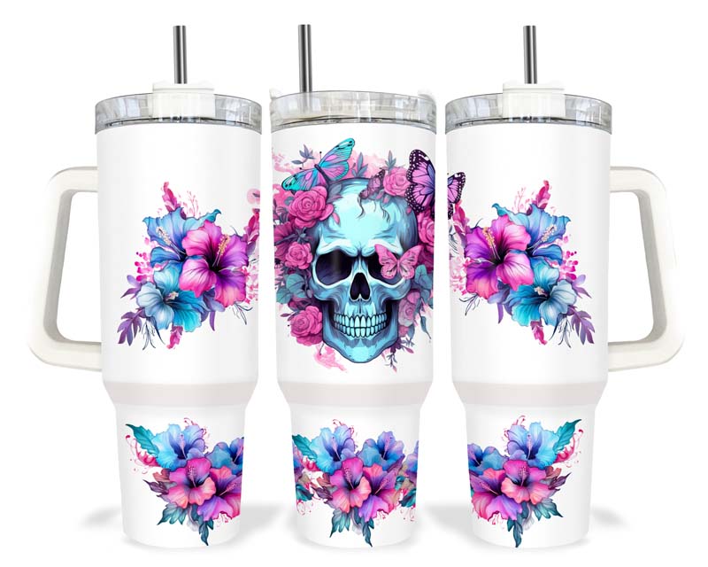 40z Floral Skull Quencher Tumbler