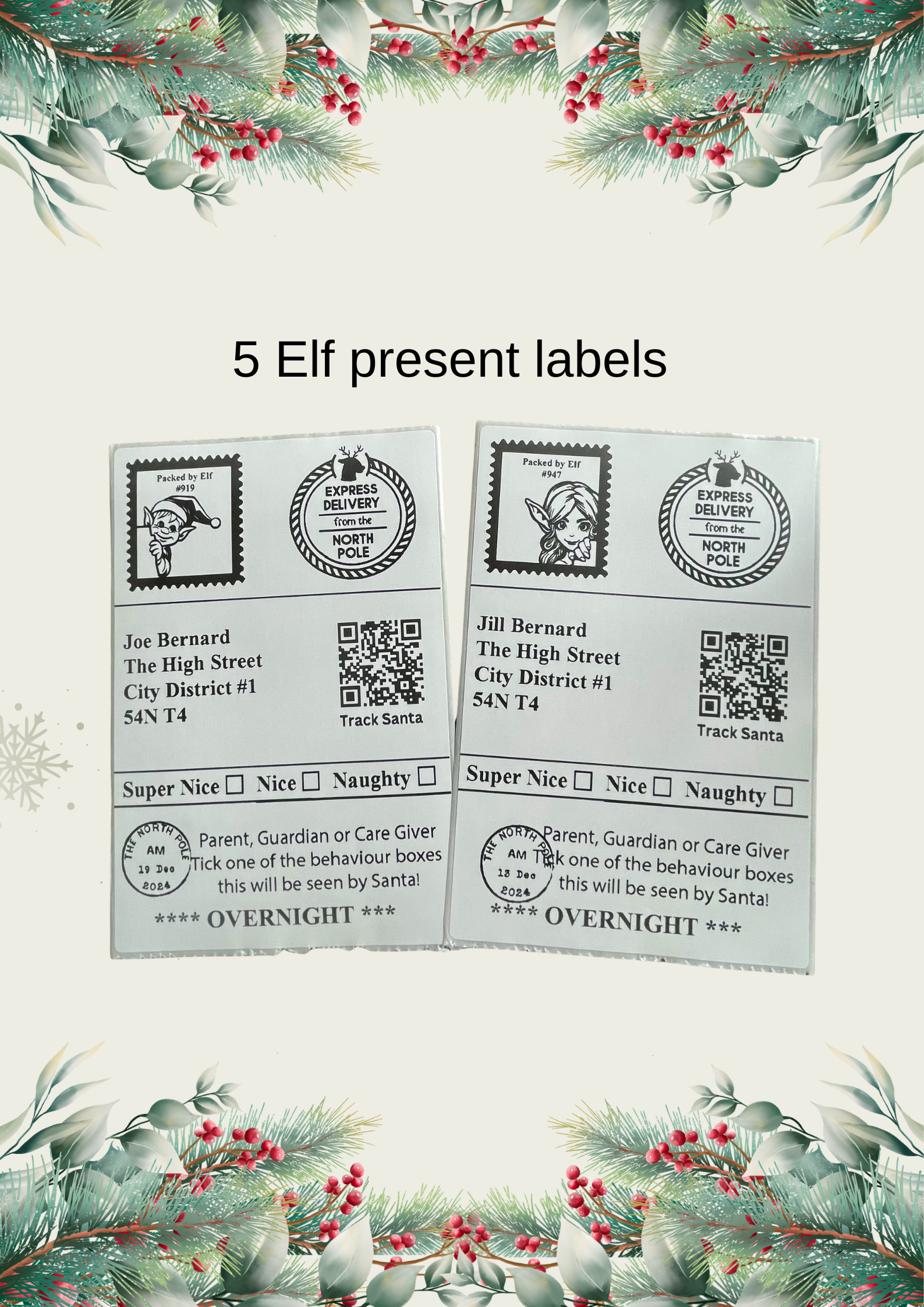5 Elf Present Labels