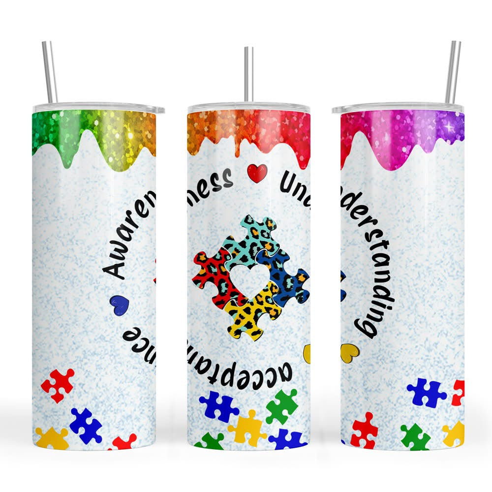 20z Autism Awareness Puzzle Skinny Tumbler
