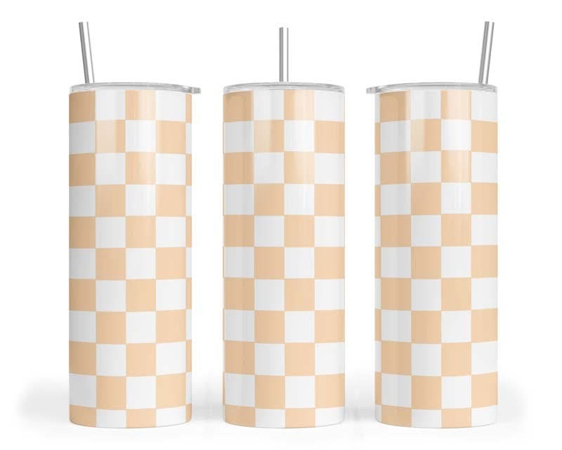 20oz Pastel Orange Chequered Skinny Tumbler