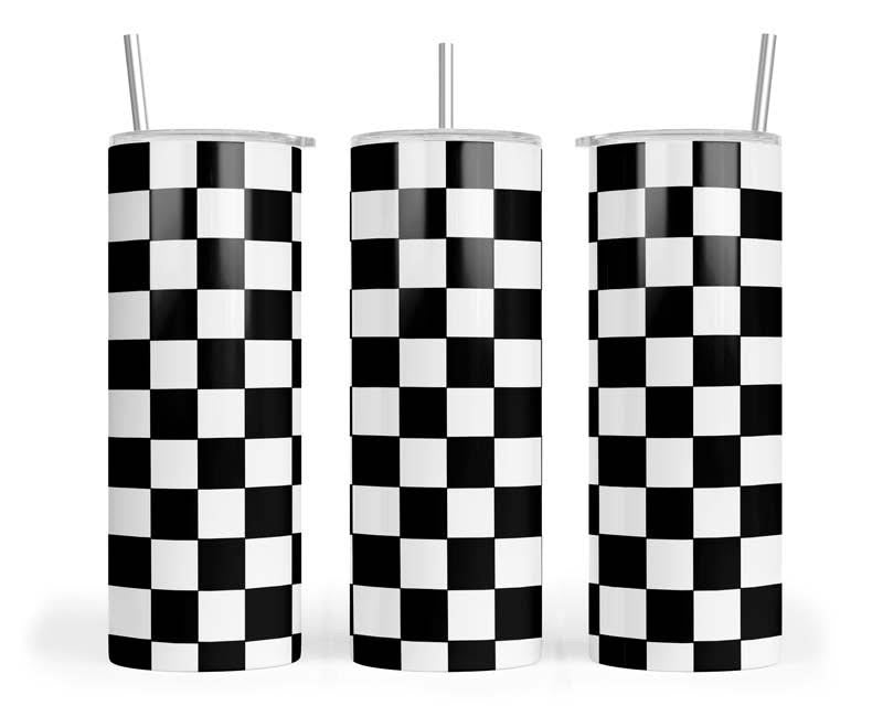 20oz Black Chequered Skinny Tumbler